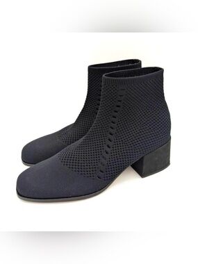 NEW Diane Von Furstenberg Black Honey Black Recycled Stretch Knit Booties, 7.5.